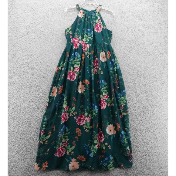 Eliza J Floral Halter Maxi Dress Size 6 Green Womens Elegant Party Wedding Guest - Picture 1 of 16